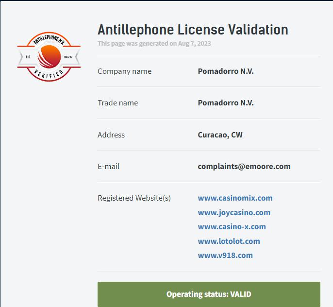 ジョイカジノライセンス