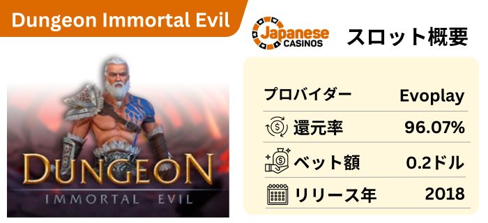 ペイアウト率が高い オンラインカジノのスロット Dungeon Immortal Evil