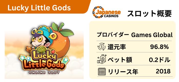 リベートボーナスがもらえるオンラインカジノのスロット Lucky Little Gods